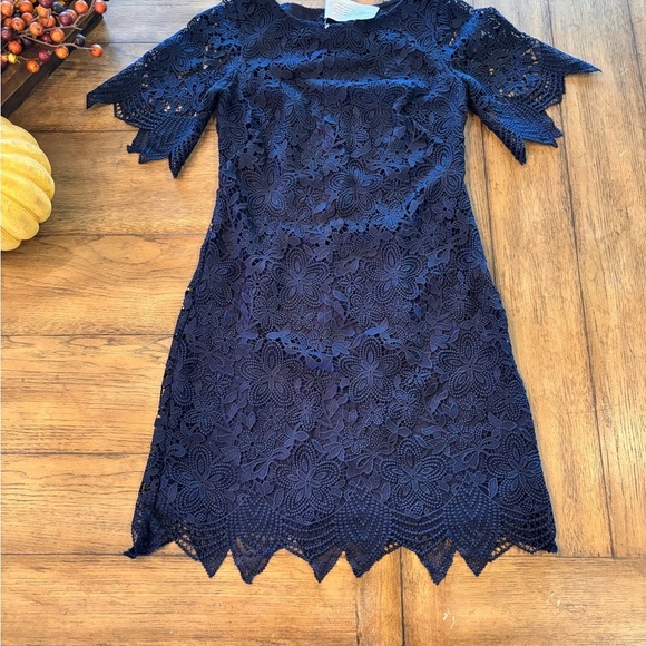 NWT Anthropologie Charleston Lace Dress, Navy Blue, size 2, Easter Party Event - Picture 7 of 11
